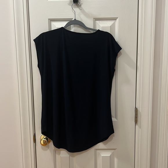 Anne Klein Navy Blue Blouse Gold Zipper - Picture 2 of 3